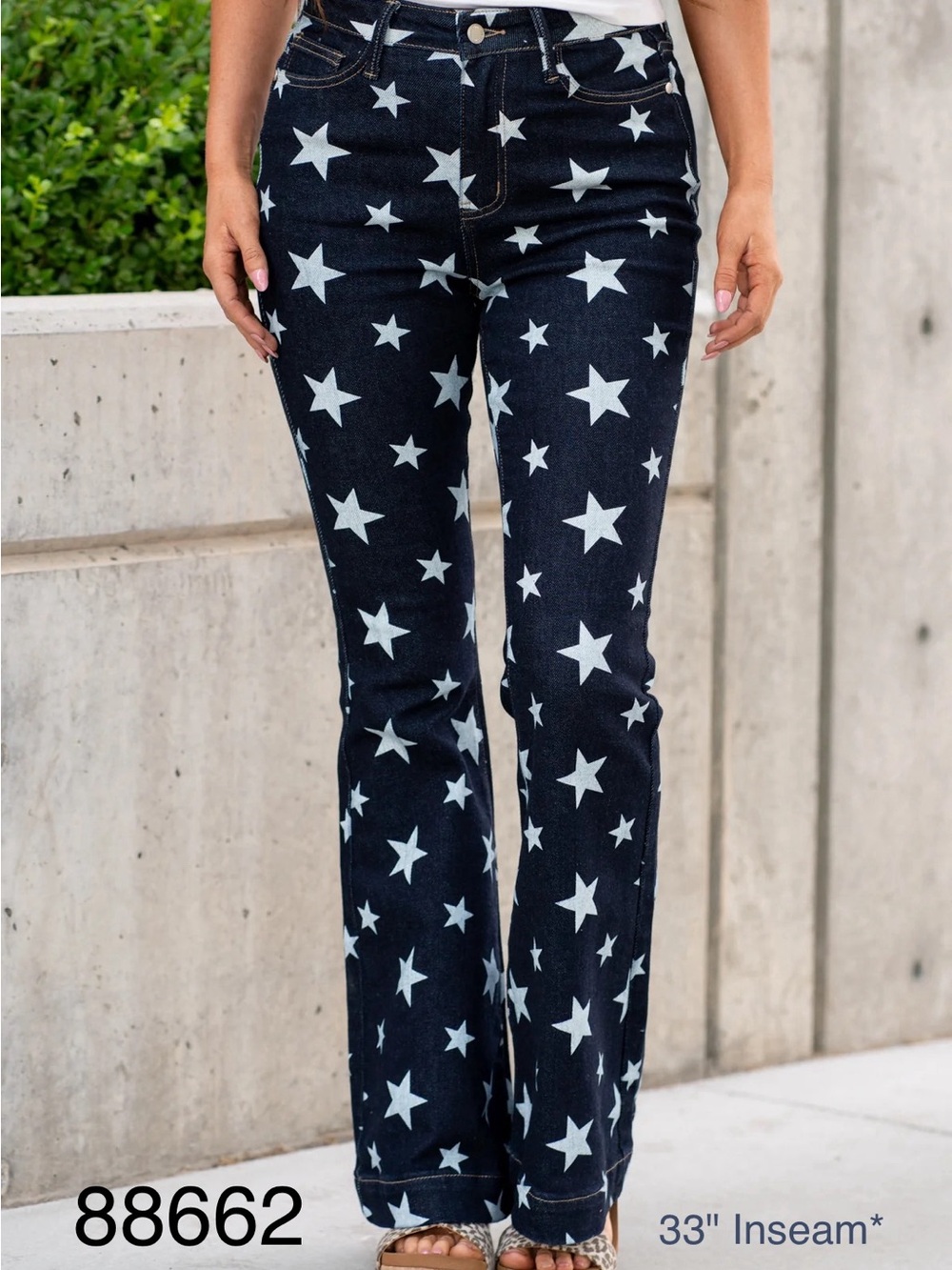 Size 3 Judy Blue Navy Jeans with White Star Print